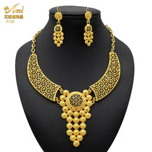 Load image into Gallery viewer, Indian Gold Plated Jewelry Set For Women African Bridal 24K Gold Color Necklace Earrings Set Dubai Nigerian Wedding Wholesale