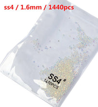 Load image into Gallery viewer, SS3-ss8 1440pcs Clear Crystal AB gold 3D Non HotFix FlatBack Nail Art Rhinestones Decorations Shoes And Dancing Decoration