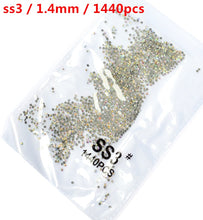 Load image into Gallery viewer, SS3-ss8 1440pcs Clear Crystal AB gold 3D Non HotFix FlatBack Nail Art Rhinestones Decorations Shoes And Dancing Decoration