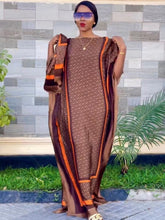 Load image into Gallery viewer, 2023 New Style Fashion Oversize African Women Clothing Dubai Dashiki Abaya Free Size Print Design With Scarf Loose Long Dress