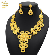 Load image into Gallery viewer, Indian Gold Plated Jewelry Set For Women African Bridal 24K Gold Color Necklace Earrings Set Dubai Nigerian Wedding Wholesale