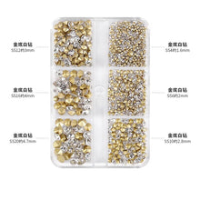 Load image into Gallery viewer, Nail Art Rhinestones Kit 2400pcs Nail Gems Ab Flatback Rhinestones Gems Stones with Storage Organizer for Design Bright Holiday