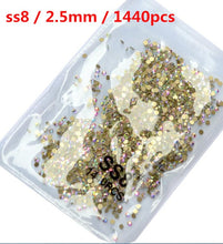 Load image into Gallery viewer, SS3-ss8 1440pcs Clear Crystal AB gold 3D Non HotFix FlatBack Nail Art Rhinestones Decorations Shoes And Dancing Decoration