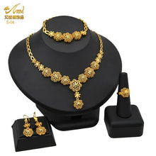 Load image into Gallery viewer, ANIID Dubai Plated Jewelry Set For Women Indian Earring and Necklace Nigeria Moroccan Bridal Accessorie Wedding Bracelet Gifts