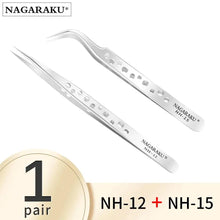 Load image into Gallery viewer, NAGARAKU Makeup Eyelashes 2pcs set N-01 N-02  Eyelashes Tweezers NH-12 NH-15  Accurate Lashes ST-12 ST-15  Pincet Stainless