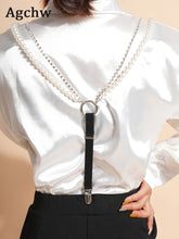 Load image into Gallery viewer, Rhinestone crytal silver claw beads suspenders For women shirt ORing Garters rubber Elasticity Belt Pearl braces for jeans Strap