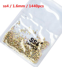 Load image into Gallery viewer, SS3-ss8 1440pcs Clear Crystal AB gold 3D Non HotFix FlatBack Nail Art Rhinestones Decorations Shoes And Dancing Decoration