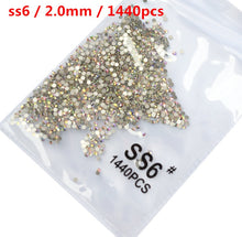 Load image into Gallery viewer, SS3-ss8 1440pcs Clear Crystal AB gold 3D Non HotFix FlatBack Nail Art Rhinestones Decorations Shoes And Dancing Decoration