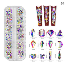 Load image into Gallery viewer, Nail Art Rhinestones Kit 2400pcs Nail Gems Ab Flatback Rhinestones Gems Stones with Storage Organizer for Design Bright Holiday