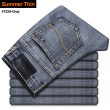 Load image into Gallery viewer, New Men's Jeans Classic Style Business Casual Advanced Stretch Regular Fit Denim Trousers Grey Blue Pants Male