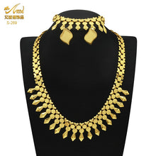Load image into Gallery viewer, Indian Gold Plated Jewelry Set For Women African Bridal 24K Gold Color Necklace Earrings Set Dubai Nigerian Wedding Wholesale
