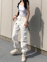 Load image into Gallery viewer, HEYounGIRL Harajuku High Waist Cargo Pants Women Black White Casual Sweatpants Korean Fashion Ladies Trousers Pocket Streeetwear