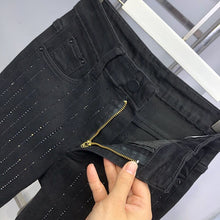Load image into Gallery viewer, Rhinestone Black Denim Pencil Pants Women's Jeans Autumn New European Elastic Slim Fit High Waisted Strech Jean Pants for Women