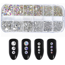 Load image into Gallery viewer, Nail Art Rhinestones Kit 2400pcs Nail Gems Ab Flatback Rhinestones Gems Stones with Storage Organizer for Design Bright Holiday