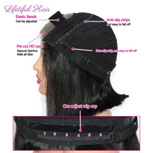 Load image into Gallery viewer, Glueless Bob Hair Wig Human Hair Ready To Wear and Go Straight Transprent 4x4 Lace Closure Wigs For Women Human Hair