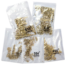 Load image into Gallery viewer, SS3-ss8 1440pcs Clear Crystal AB gold 3D Non HotFix FlatBack Nail Art Rhinestones Decorations Shoes And Dancing Decoration