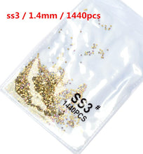 Load image into Gallery viewer, SS3-ss8 1440pcs Clear Crystal AB gold 3D Non HotFix FlatBack Nail Art Rhinestones Decorations Shoes And Dancing Decoration