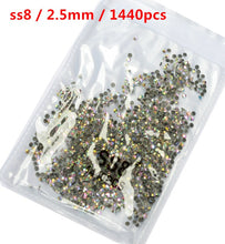 Load image into Gallery viewer, SS3-ss8 1440pcs Clear Crystal AB gold 3D Non HotFix FlatBack Nail Art Rhinestones Decorations Shoes And Dancing Decoration