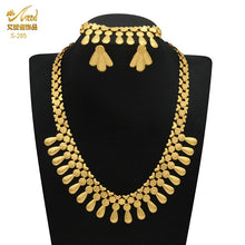Load image into Gallery viewer, Indian Gold Plated Jewelry Set For Women African Bridal 24K Gold Color Necklace Earrings Set Dubai Nigerian Wedding Wholesale