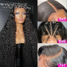 Load image into Gallery viewer, 7x7 6x6 5x5 Glueless HD Lace Closure Wig Water Wave Wig Melt Skin Pre Plucked Curly Human Hair Wigs Ready to Wear Wigs For Woman