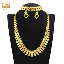 Load image into Gallery viewer, Indian Gold Plated Jewelry Set For Women African Bridal 24K Gold Color Necklace Earrings Set Dubai Nigerian Wedding Wholesale