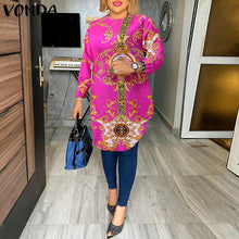 Load image into Gallery viewer, VONDA Fashion Party Tops 2023 Women Elegant Office Blouse Summer Printe Shirts  Beach Tops Casual Bohemian Oversize Tunic Baggy