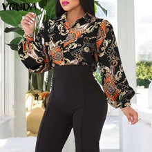 Load image into Gallery viewer, VONDA Fashion Party Tops 2023 Women Elegant Office Blouse Summer Printe Shirts  Beach Tops Casual Bohemian Oversize Tunic Baggy