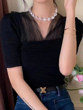 Load image into Gallery viewer, Women Blouse Slim Fashion Daily V-neck Simple All-match Puff Sleeve Elegant Creativity Sexy Korean Style Leisure Solid Lovely