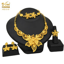 Load image into Gallery viewer, ANIID Dubai Plated Jewelry Set For Women Indian Earring and Necklace Nigeria Moroccan Bridal Accessorie Wedding Bracelet Gifts