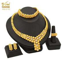 Load image into Gallery viewer, ANIID Dubai Plated Jewelry Set For Women Indian Earring and Necklace Nigeria Moroccan Bridal Accessorie Wedding Bracelet Gifts
