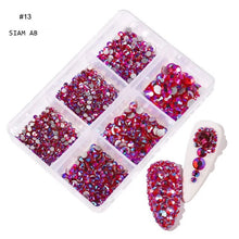 Load image into Gallery viewer, Nail Art Rhinestones Kit 2400pcs Nail Gems Ab Flatback Rhinestones Gems Stones with Storage Organizer for Design Bright Holiday