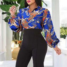 Load image into Gallery viewer, VONDA Fashion Party Tops 2023 Women Elegant Office Blouse Summer Printe Shirts  Beach Tops Casual Bohemian Oversize Tunic Baggy