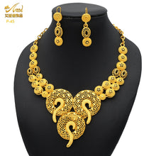 Load image into Gallery viewer, Indian Gold Plated Jewelry Set For Women African Bridal 24K Gold Color Necklace Earrings Set Dubai Nigerian Wedding Wholesale