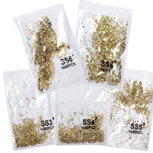 Load image into Gallery viewer, SS3-ss8 1440pcs Clear Crystal AB gold 3D Non HotFix FlatBack Nail Art Rhinestones Decorations Shoes And Dancing Decoration