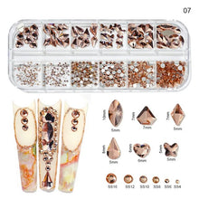 Load image into Gallery viewer, Nail Art Rhinestones Kit 2400pcs Nail Gems Ab Flatback Rhinestones Gems Stones with Storage Organizer for Design Bright Holiday