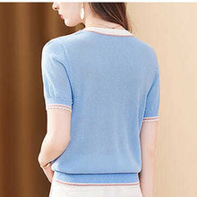 Load image into Gallery viewer, Fashion O-Neck Knitted Button Loose Korean Blouse Women's Clothing 2023 Summer New Casual Pullovers Short Sleeve Commute Shirt