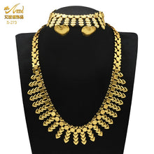Load image into Gallery viewer, Indian Gold Plated Jewelry Set For Women African Bridal 24K Gold Color Necklace Earrings Set Dubai Nigerian Wedding Wholesale