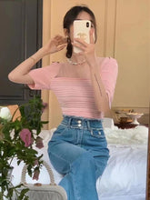 Load image into Gallery viewer, Women Blouse Slim Fashion Daily V-neck Simple All-match Puff Sleeve Elegant Creativity Sexy Korean Style Leisure Solid Lovely