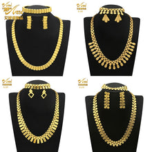 Load image into Gallery viewer, Indian Gold Plated Jewelry Set For Women African Bridal 24K Gold Color Necklace Earrings Set Dubai Nigerian Wedding Wholesale