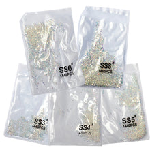 Load image into Gallery viewer, SS3-ss8 1440pcs Clear Crystal AB gold 3D Non HotFix FlatBack Nail Art Rhinestones Decorations Shoes And Dancing Decoration