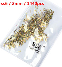 Load image into Gallery viewer, SS3-ss8 1440pcs Clear Crystal AB gold 3D Non HotFix FlatBack Nail Art Rhinestones Decorations Shoes And Dancing Decoration