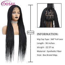 Load image into Gallery viewer, 36" Full Lace Braided Wigs Box Braids Lace Front Wigs Knotless Braided Wigs For Black Women Small Box Square Hair Wigs African