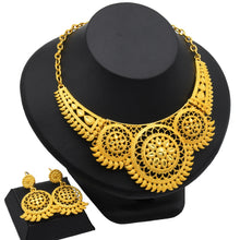 Load image into Gallery viewer, Indian Gold Plated Jewelry Set For Women African Bridal 24K Gold Color Necklace Earrings Set Dubai Nigerian Wedding Wholesale