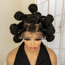 Load image into Gallery viewer, Synthetic Bantu Braided Wigs 6 Inches Full Lace Braided Wig with Baby Hair Afro Short Wigs Knotless Box Braids Wigs for Women