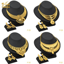 Load image into Gallery viewer, Indian Gold Plated Jewelry Set For Women African Bridal 24K Gold Color Necklace Earrings Set Dubai Nigerian Wedding Wholesale