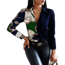 Load image into Gallery viewer, Blouses &amp; Button-Down Shirts Letter Long-sleeved Shirt Floral Fashion Print Formal Top Loose Neck Sexy T-shirt 2023