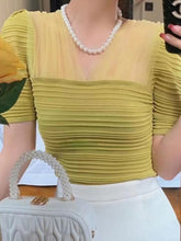 Load image into Gallery viewer, Women Blouse Slim Fashion Daily V-neck Simple All-match Puff Sleeve Elegant Creativity Sexy Korean Style Leisure Solid Lovely