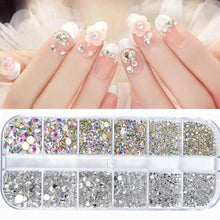Load image into Gallery viewer, Nail Art Rhinestones Kit 2400pcs Nail Gems Ab Flatback Rhinestones Gems Stones with Storage Organizer for Design Bright Holiday