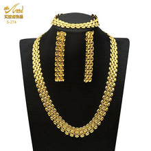 Load image into Gallery viewer, Indian Gold Plated Jewelry Set For Women African Bridal 24K Gold Color Necklace Earrings Set Dubai Nigerian Wedding Wholesale