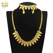 Load image into Gallery viewer, Indian Gold Plated Jewelry Set For Women African Bridal 24K Gold Color Necklace Earrings Set Dubai Nigerian Wedding Wholesale